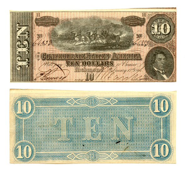 Last issue - 10$ Confederate States of America - 1864, series 10 (T-68 #552)