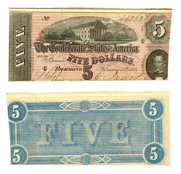 Last issue - 5$ Confederate States of America - 1864, series 6 (T-69 #564)