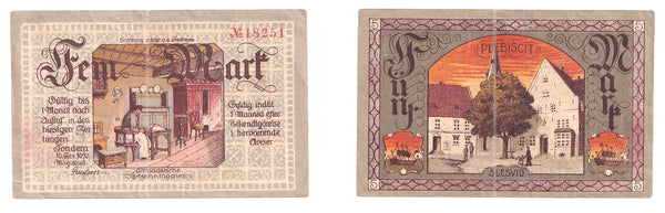 1 Mark  Notgeld note, 1921, Stadt  Denizen, Germany
