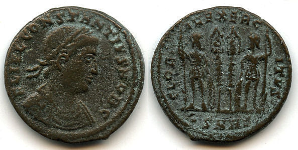 GLORIA EXERCITVS follis of Constantius II (317-337 AD), Nicomedia, Roman Empire