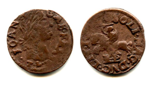 Copper solidus, Johann II Casimir (1648-68), Polish-Lithuanian Commonwealth (KM #50)
