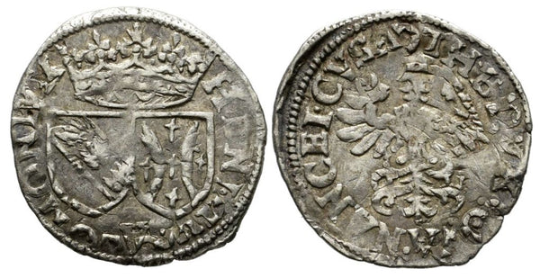 Silver double denier of Heinrich (Henry) II (1608-1624) of Lorraine, Nancy mint, France