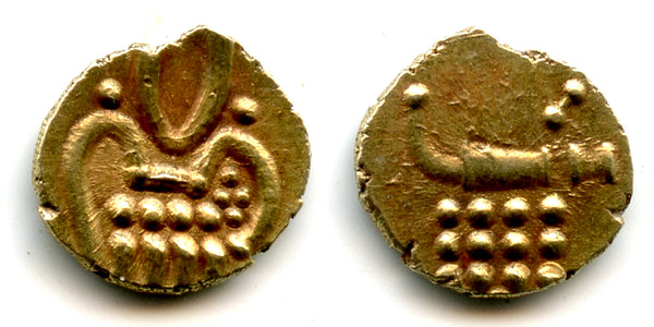 Scarce gold "cannon" fanam, Rajas of Cochin, 1700's, India (Herrli 1.14)