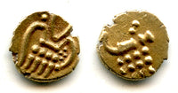 Scarce gold "cannon" fanam, Rajas of Cochin, 1700's, India (Herrli 1.14)