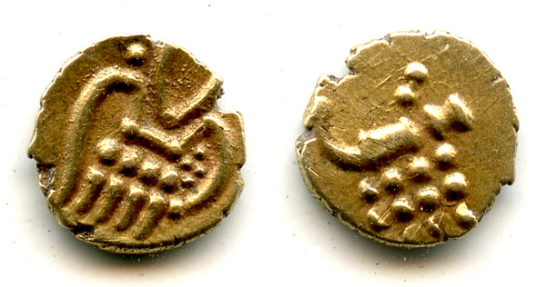 Scarce gold "cannon" fanam, Rajas of Cochin, 1700's, India (Herrli 1.14)