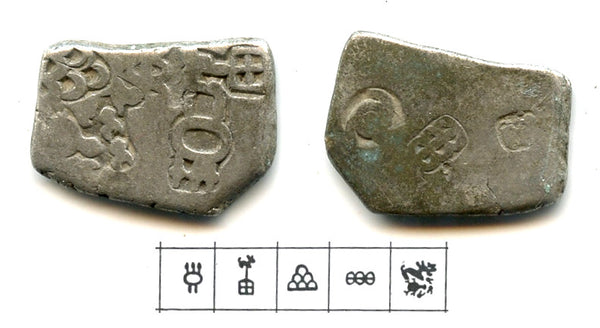 Rare silver karshapana of Pushyamitra Sunga (185-149 BC), Sunga Kingdom