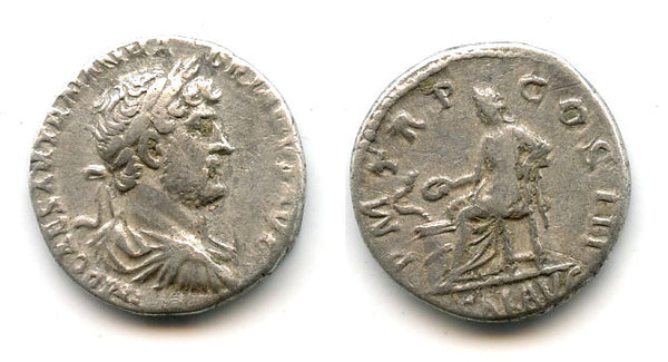 Silver denarius of Hadrian (117-138 CE), Rome mint, Roman Empire
