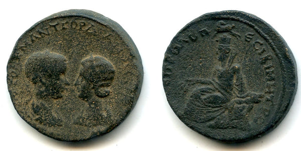 Huge 10-assaria, Gordian III (238-244 CE) and Tranquillina, Singara, Mesopotamia