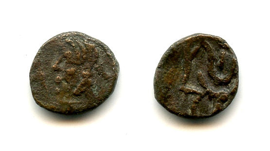 Rare tiny copper "Bucranium" coin, 100-300 AD, Himyarite Kingdom, Arabia Felix