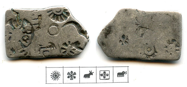 Silver karshapana, earlier period (c.445-413 BC), Magadha, Ancient India (G/H #320)