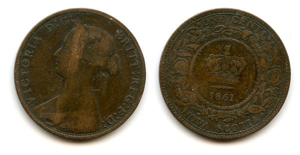 Copper cent, Queen Victoria, 1861, Nova Scotia (modern Canada)
