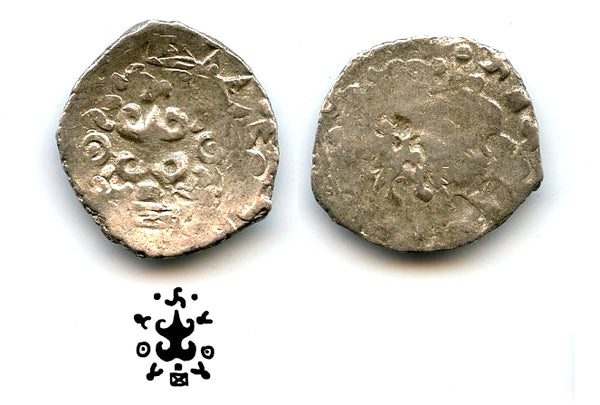 Overstruck silver 1/4 karshapana, Surashtra Janapada (c.450-300 BC), India