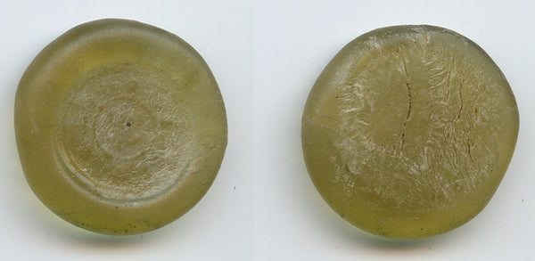 Islamic glass weight/jeton/token, Fatimid Egypt, 11th century
