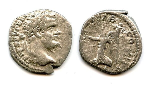 Silver denarius of Septimius Severus (193-211 AD), Roman Empire (RIC 120c)
