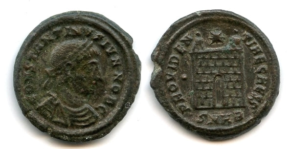Camp-gate follis of Constantine II as Caesar (317-37), Heraclea, Roman Empire