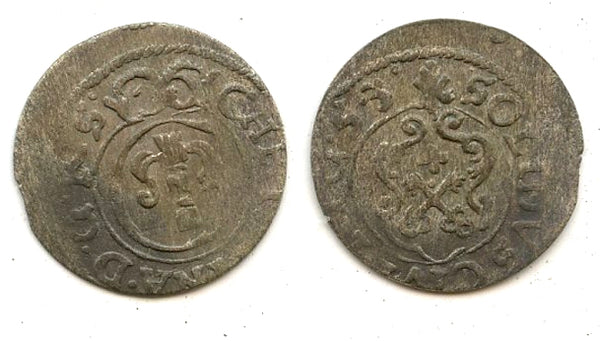 Silver solidus (shilling) of Christina (1632-1654), 1653, Livonia under Swedish rule