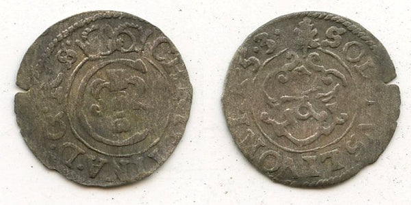 Silver solidus of Christina (1632-54), 1653, Livonia under Swedish rule