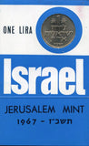 Jerusalem mint 1 Lira in the original presentation card, 1967, Israel