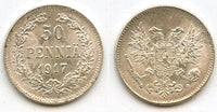 Silver 50 pennia, 1917, Civil War, Kerenski Government, Finland under Russia
