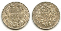 Silver 50 pennia, Nicholas II (1894-1917), 1916, Finland under Russian Empire