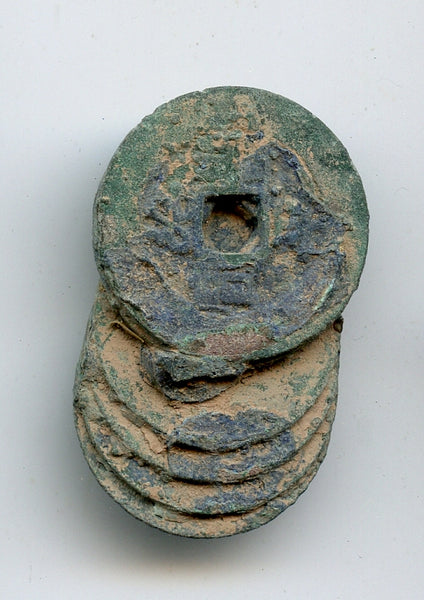 Nice original clump of 8 coins from 1500's, various rulers and rebels, Vietnam