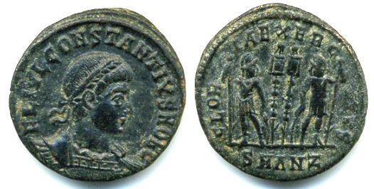 AE3 of Constantius II as Caesar (317-337 AD), Antioch, Roman Empire (RIC 88)