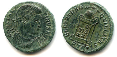 Scarcer BEATA follis of Constantine I (307-337 AD), Trier, Roman Empire (RIC 342)