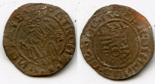 Very interesting! Fouree denar with crude mis-spelled legends, "Madonna and child", Hungary, in the name of Emperor Ferdinand I (1526-1564), 1540