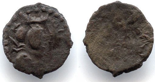 EXTREMELY rare! Æ Obol (AE13), Nezak Huns, Uncertain king, late 4th-early 5th century AD.