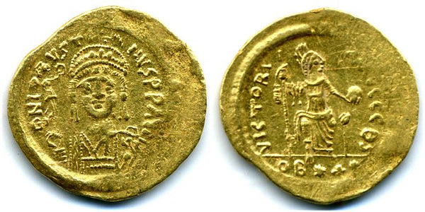 Rare lightweight gold solidus of 22 Siliquae, Justin II (565-578 AD), Antioch mint (?), Byzantine Empire