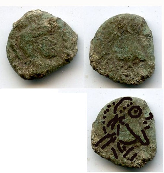 Very rare with busts on both sides! Barbarous obverse hybrid AE3 imitation of VRBS ROMA/Constantius (337-361 AD), ca.354-358 AD, British find