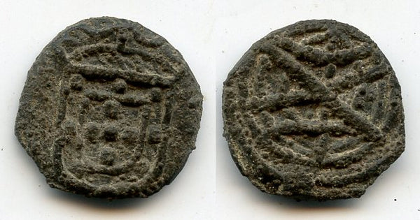 Completely unpublished! Tin dinheiro with a "Z" pattern reverse, Philip I (1580-1598), Melaka, Portuguese India