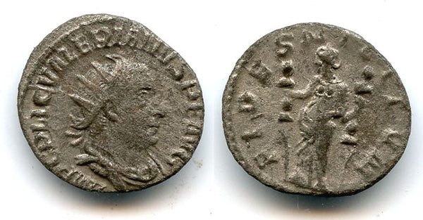 Scarce silver antoninianus of Valerian (253-260 AD), Viminacum mint, Roman Empire