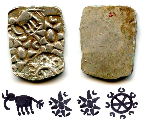 Rare unlisted 1/2 karshapana, Andhra Janapada, ca.500-350 BC, Ancient India