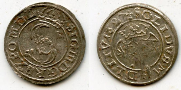 High quality silver 2-denars (solidus) of Sigismund III (1587-1632), 1627, Grand Duchy of Lithuania, Polish-Lithuanian Commonwealth (KM 31)