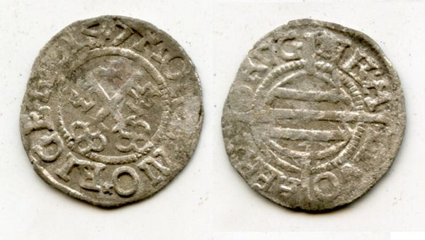 Scarce silver shilling of Hermann Hasenkamp von Brüggeneye (15351549), Grand Master of the Livonian Order, Riga mint, 1547