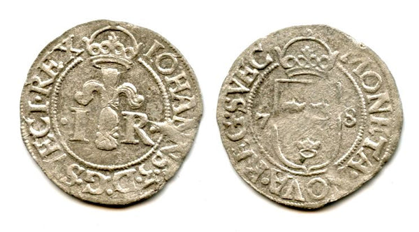 Silver 1/2 ore of John III (1568-1592), 1578, Stockholm, Sweden