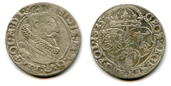 Large silver 6-groschen (1/5 thaler) of Sigismund III (1587-1632), 1625, Polish Royal issue, Polish-Lithuanian Commonwealth (KM#42)