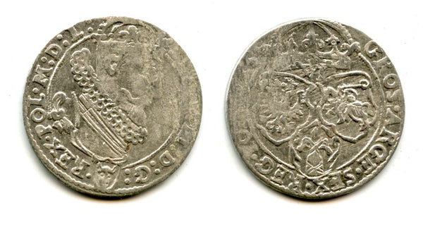 Large silver 6-groschen (1/5 thaler) of Sigismund III (1587-1632), 1625, Polish Royal issue, Polish-Lithuanian Commonwealth (KM#42)