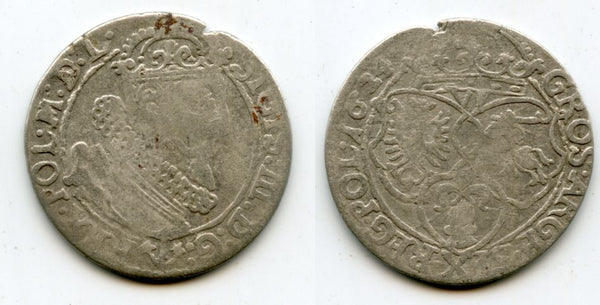 Large silver 6-groschen (1/5 thaler) of Sigismund III (1587-1632), 1624, Polish Royal issue, Polish-Lithuanian Commonwealth (KM#42)