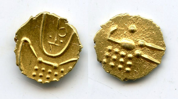 Rare gold fanam, Nayakas of Chitradurga, ca.16th-17th century, Southern India (Herrli #1.07.01)