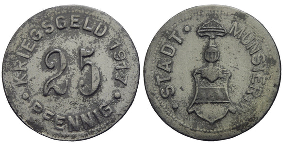 Notgeld (Emergency money) - Zinc 25 pfennige, 1917, Munster, Germany