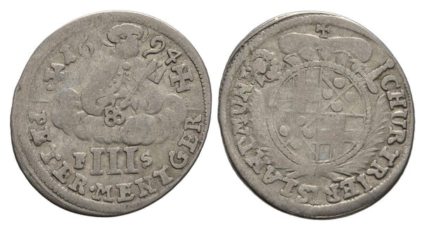 Large silver 3-albus, Johann Hugo (1676-1711), Koblenz, Archbishop-elect of Trier