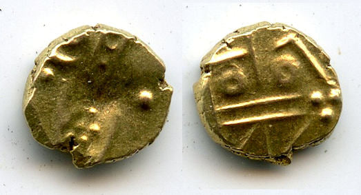 Rare gold fanam, Dutch VOC in Tuticorin, ca.1658-1795, SE India (Herrli #3.07.05)