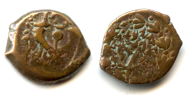 Prutah of Alexander Jannaeus (103-76 BC), overstruck on lilly prutah, Judaea (C2)
