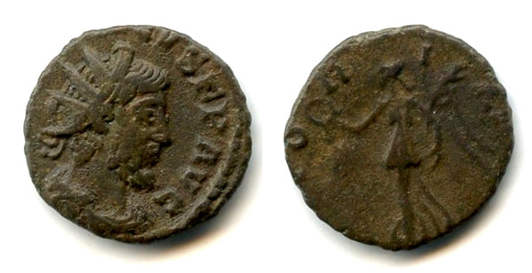 Ancient barbarous VICTORIA antoninianus of Tetricus, ca.270-280 AD, Roman Gaul