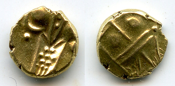 Rare gold fanam, Dutch VOC in Tuticorin, c.1658-1795, S-E India (Herrli #3.07.05)