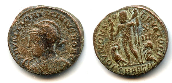 Bronze follis of Licinius II (317-324 CE), Antioch, Roman Empire (RIC 36)