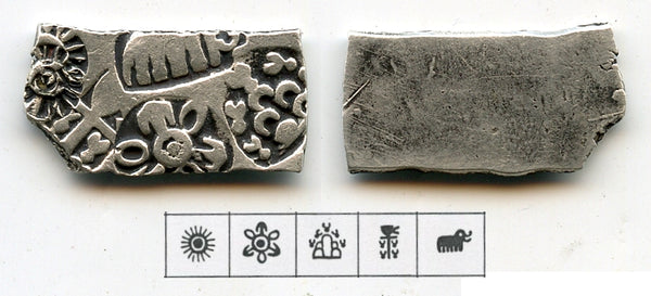 Silver karshapana, Nanda period (ca.345-323 BC), Magadha, India (G/H #464)
