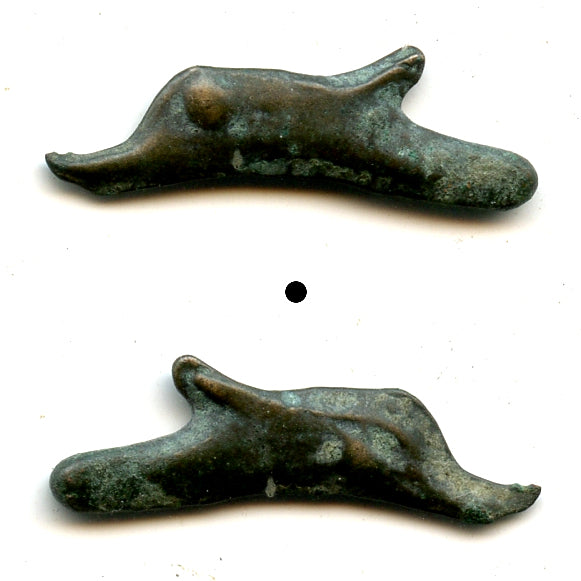 Ancient AE25 dolphin-shaped coin, Olbia, Sarmatia, 500-350 BC, Greece